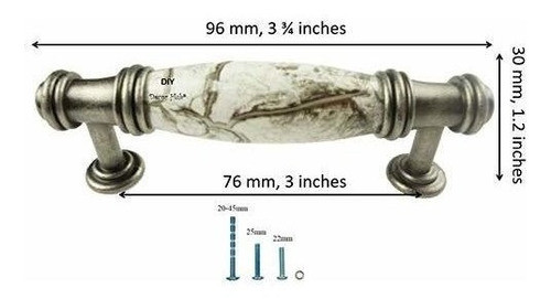 10 Tiradores Estilo Antiguo De Metal Y Marmol - 96mm 1
