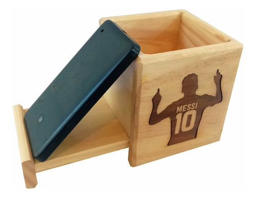 Portalápices En Madera Con Grabado Laser Messi 0