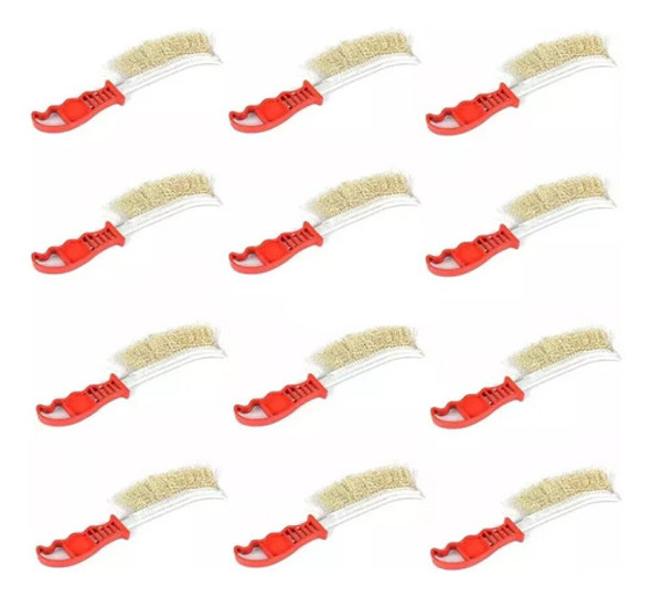 12x Cepillo Alambre Acero Bronceado Curvo P/ Limpieza 0