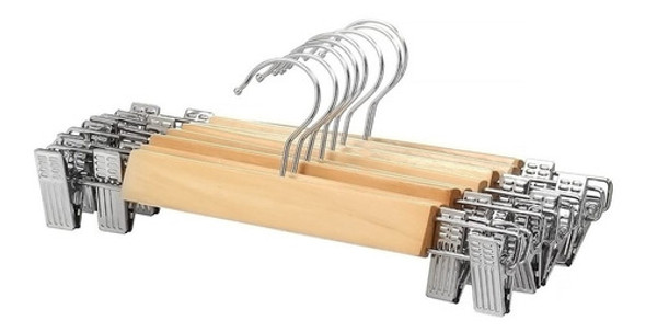 Pack X10 Perchas Metal Madera Pantalon 35cm #3274 1