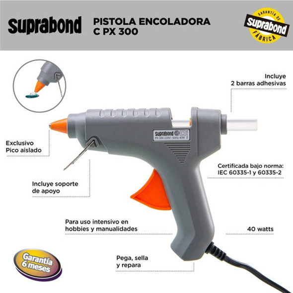 Pistola Suprabond Encoladora Px300 + Barras Gruesas 500g Deb 1