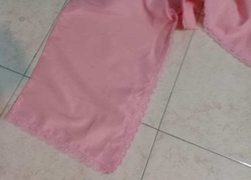 Chalina Angosta Rosa Con Puntilla  110 X 25 Cms De Ancho 1