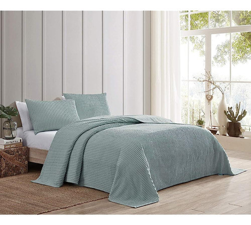 Beatrice Home Fashions Channel Chenille, Standard Sham, Blue 1