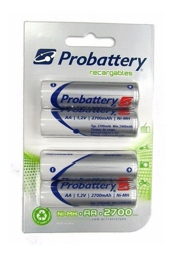 Pilas Aa 2700 Mah Probattery Alto Rendimiento P/ Camaras Dig 0