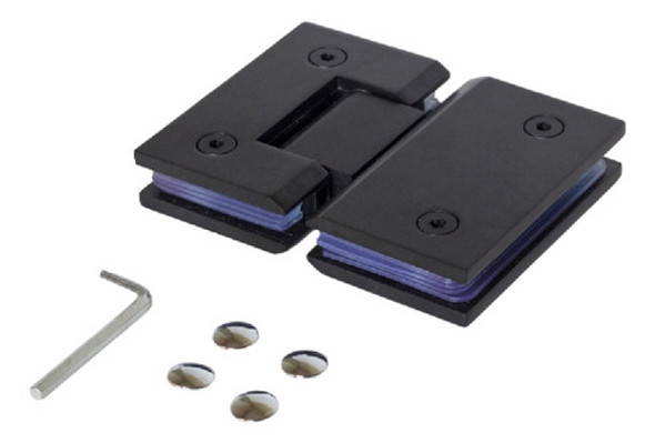 Bisagra Vidrio/vidrio 180° Para Puerta Mampara Baño Negra 1