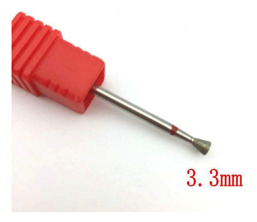 Fresa Flama Diamantada Roja 3.3mm Manicura Rusa Limas Premiu 1