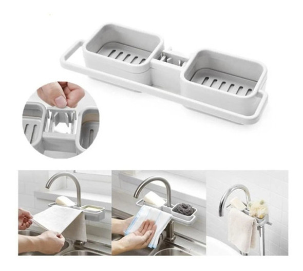 Organizador Estante Colgante Canilla Cocina Esponja Doble 0 Organizador Estante Colgante Canilla Cocina Esponja Doble 0