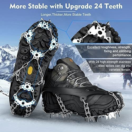 Crampones Para Botas De Nieve, 24 Puntas. Talla L - Negro. 1