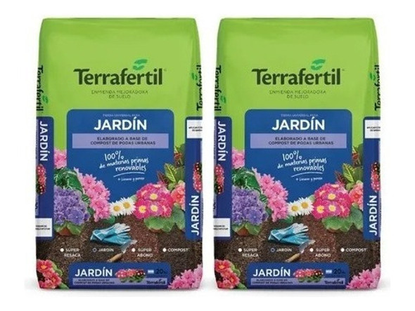 Tierra Fértil Para Jardín Terrafertil 20lts 2 Unidades 0