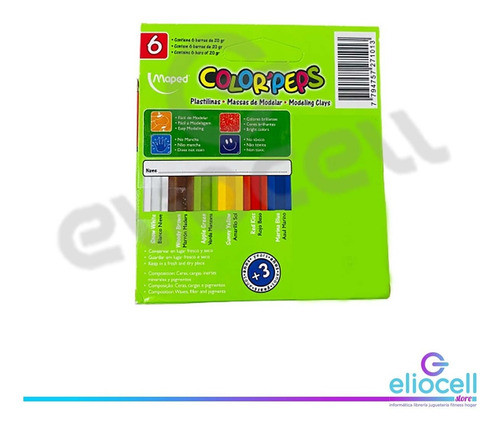 Plastilina Maped Color Peps Surtidos Caja X 6 Barritas 1