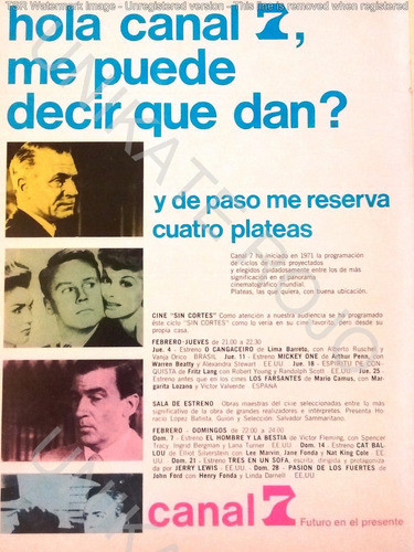Antigua Publicidad Clipping Canal 7 Programación Año 1971 0
