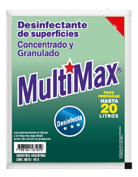 Sobre Lavandina Concentrada Polvo Multimax Caja X 40un 0 Sobre Lavandina Concentrada Polvo Multimax Caja X 40un 0