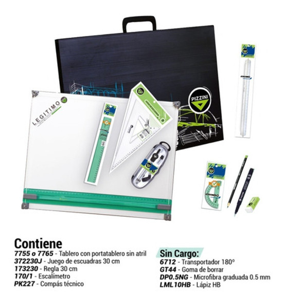 Kit Pizzini Tablero Dibujo 50x60 El Mejor Precio 1