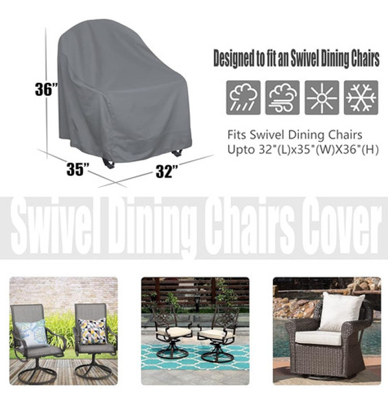 Zilomi Outdoor Swivel Lounge Chair Cover 2 Pack, Se Adapta A 1
