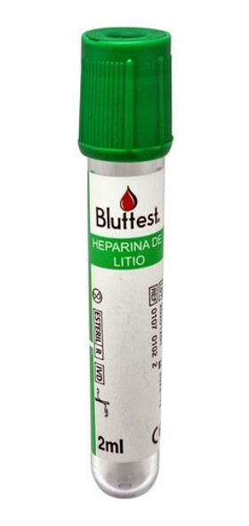 Tubos Heparina De Litio 2ml Vacio Bluttest X100 Unidades 0 Tubos Heparina De Litio 2ml Vacio Bluttest X100 Unidades 0