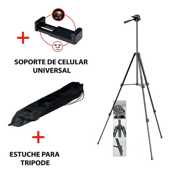 Braun Trípode Lightweight Blt200 + Soporte Para Celular 1 Braun Trípode Lightweight Blt200 + Soporte Para Celular 1