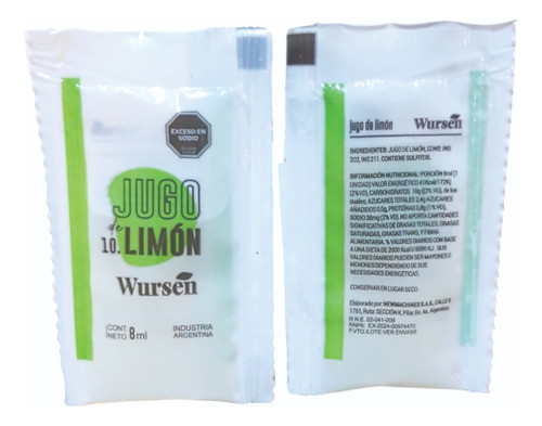Limon Wursen En Sobre Individual De 8ml 0