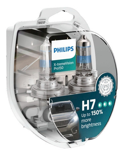 Kit 2 Lampara H7 Philips Xtreme Vision Pro +150% 12v 55w 0