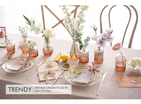 Jarrón De Cogollo De Vidrio Ámbar Set De 10 - Jarrones Peque 1 Jarrón De Cogollo De Vidrio Ámbar Set De 10 - Jarrones Peque 1