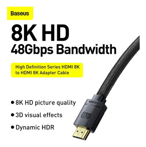 Cable Hdmi 2.1 8k 60hz 1.5mts Alta Resolución Baseus 1 Cable Hdmi 2.1 8k 60hz 1.5mts Alta Resolución Baseus 1
