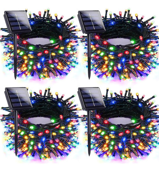 Exf 4pk Luces De Navidad Solares Multicolores Al Aire Libre 0