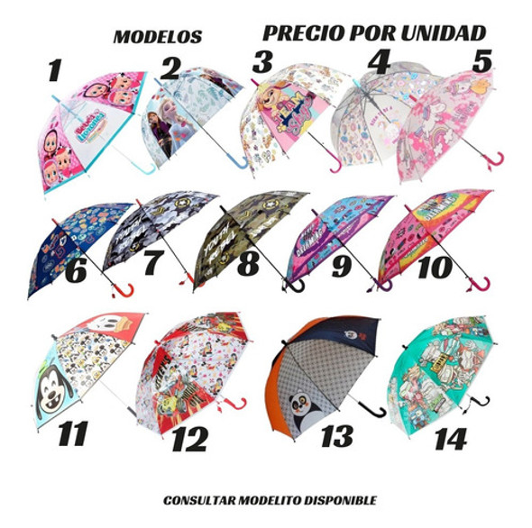Paraguas Infantil Nene Avengers Dino Mickey Zombie Mmk P450 1