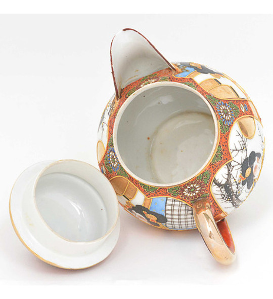 Leiteira Antiga Porcelana Casca De Ovo Gueixas 1