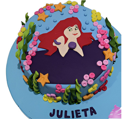 Torta La Sirenita Ariel Cumpleaños Infantiles Disney 0