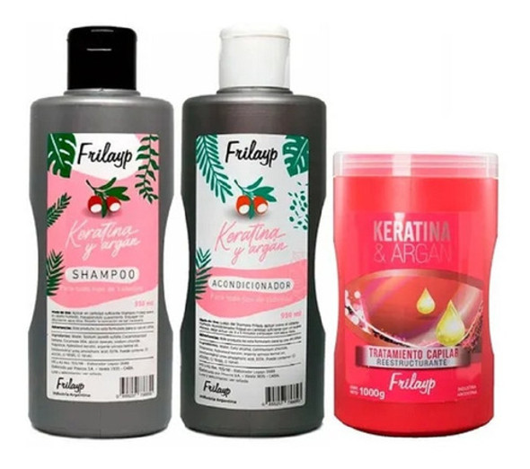 Shampoo Acondicionador Mascara - Keratina Argan Frilayp 1kl 0