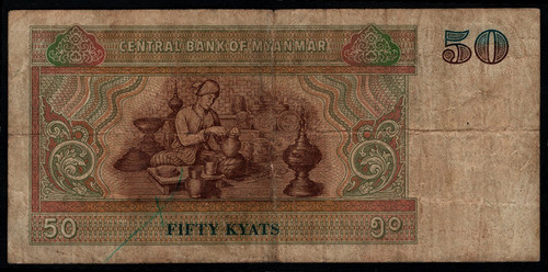 Myanmar Billete De 50 Kyats Del Año 1997 0