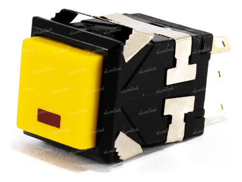 Interruptor Pulsador Retencion 19mm Amarillo Con Led 0