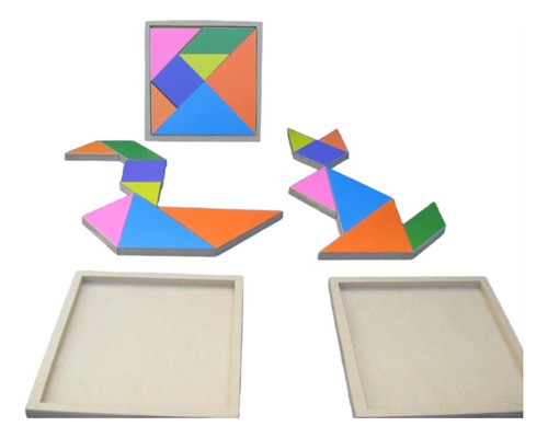 Tangram De Madera Excelente Juego Didáctico Creativo Mental 0
