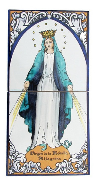 Mayólica Virgen De La Medalla Milagrosa - 2 Azulejos 15 X 30 1 Mayólica Virgen De La Medalla Milagrosa - 2 Azulejos 15 X 30 1