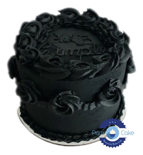 Torta Artesanal Rosetas Rosetones Rosas Buttercream Negro 0
