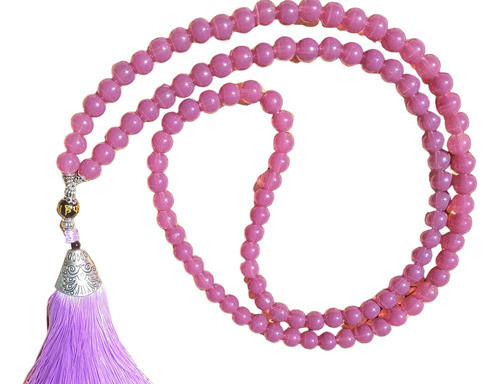 Japa Mala De Opalina Lila Y Piedra Obsidiana De Gurú 0