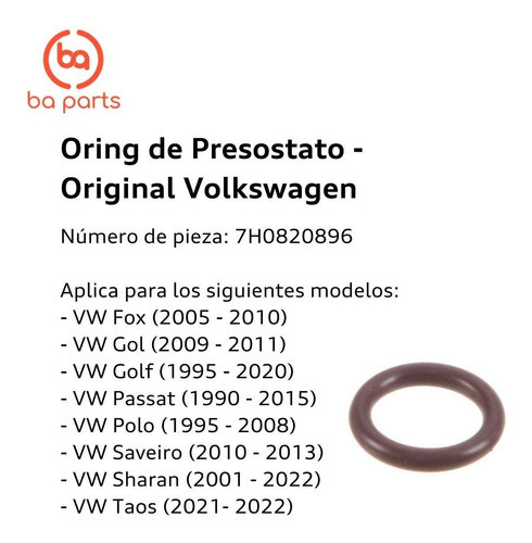 Oring De Presostato Vw Fox Golf Passat Polo T-cross Taos 1