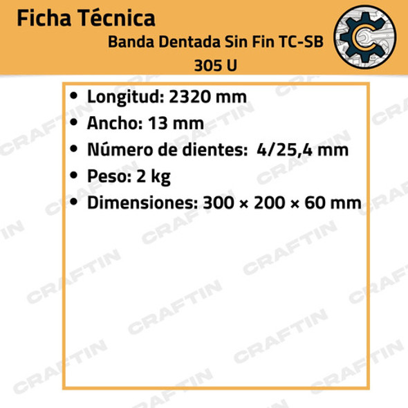 Hoja Sierra Sin Fin Repuesto Einhell Tc-sb 305 U Banda 1