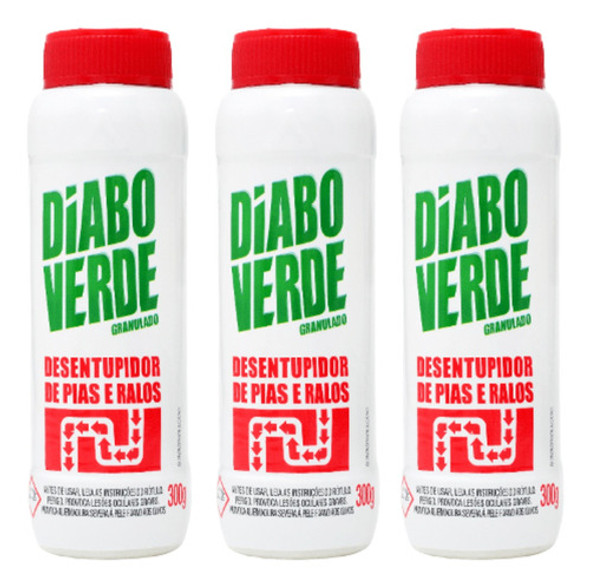 Kit  3 Desentupidor Granulado Ralo Vaso Pia Diabo Verde 300g 0
