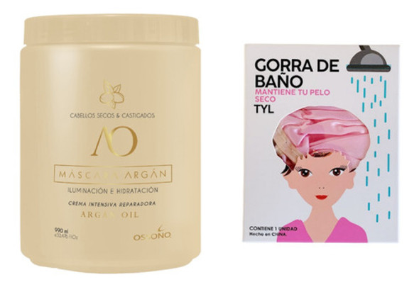 Máscara De Argán Ossono 990ml + Gorra De Baño 0