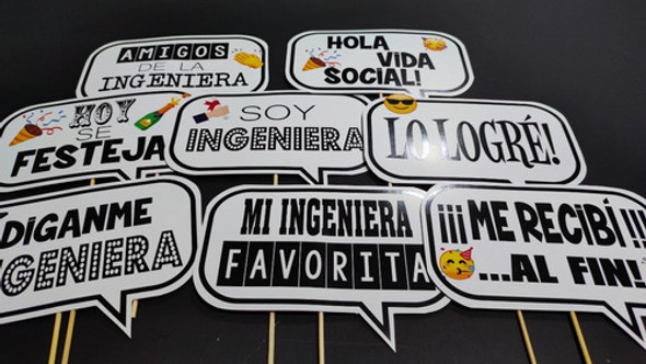 Cartelitos Deco Foto Selfie Ingeniera Props Recibida X8u 1