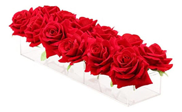 Worhe Florero Acrílico Transparente Arreglos Florales Rectan 0