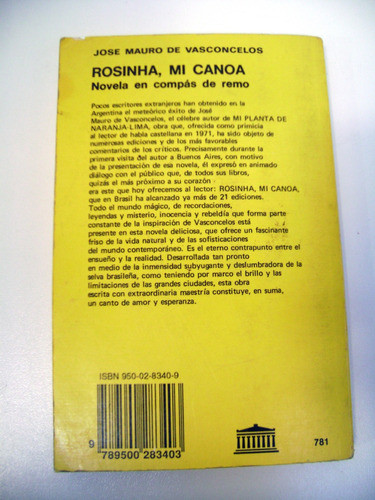 Rosinha Mi Canoa Jose Mauro De Vasconcelos Ateneo Ok Boedo 1