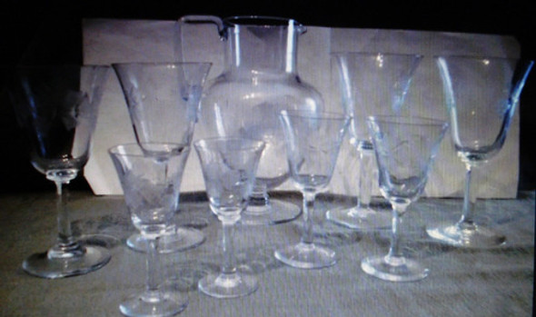 Ponchera De Cristal Tallado + 8 Copitas Juego De 2 Personas 1