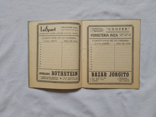 Folleto De La Vii Vuelta De Tandil, Carrera Autos 1