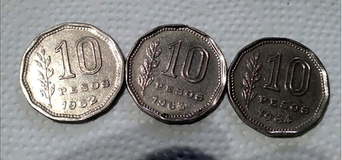 Lote 8 Monedas 10 Pesos 1962 / 68. Resero Argenina Completo 1