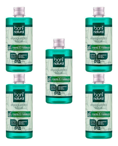 Kit 5 Antisseptico Enxaguante Bucal Boni Menta E Melaleuca 0