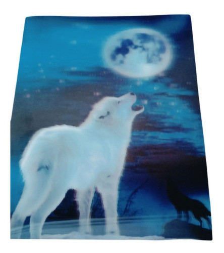 Pôster Holográfico Lobo Lua Quadro 3d Muda Com Movimento 0