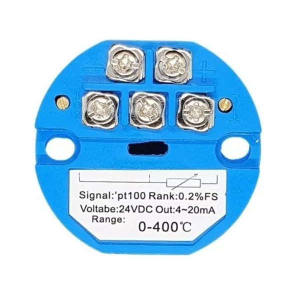 Transmisor De Temperatura  Pt 100, 0-400 C, 24 Vdc, 4-20ma 0