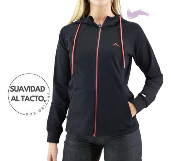 Campera Algodon Elastizado Bolsillos Con Cierre Mujer 1