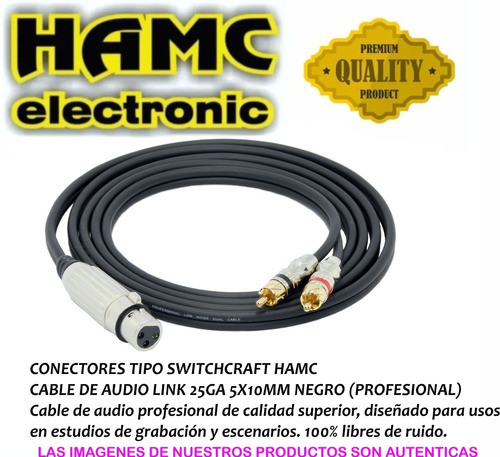 Cable Canon Hembra No  Balanceado A 2 Rca Profesional  1mts 1
